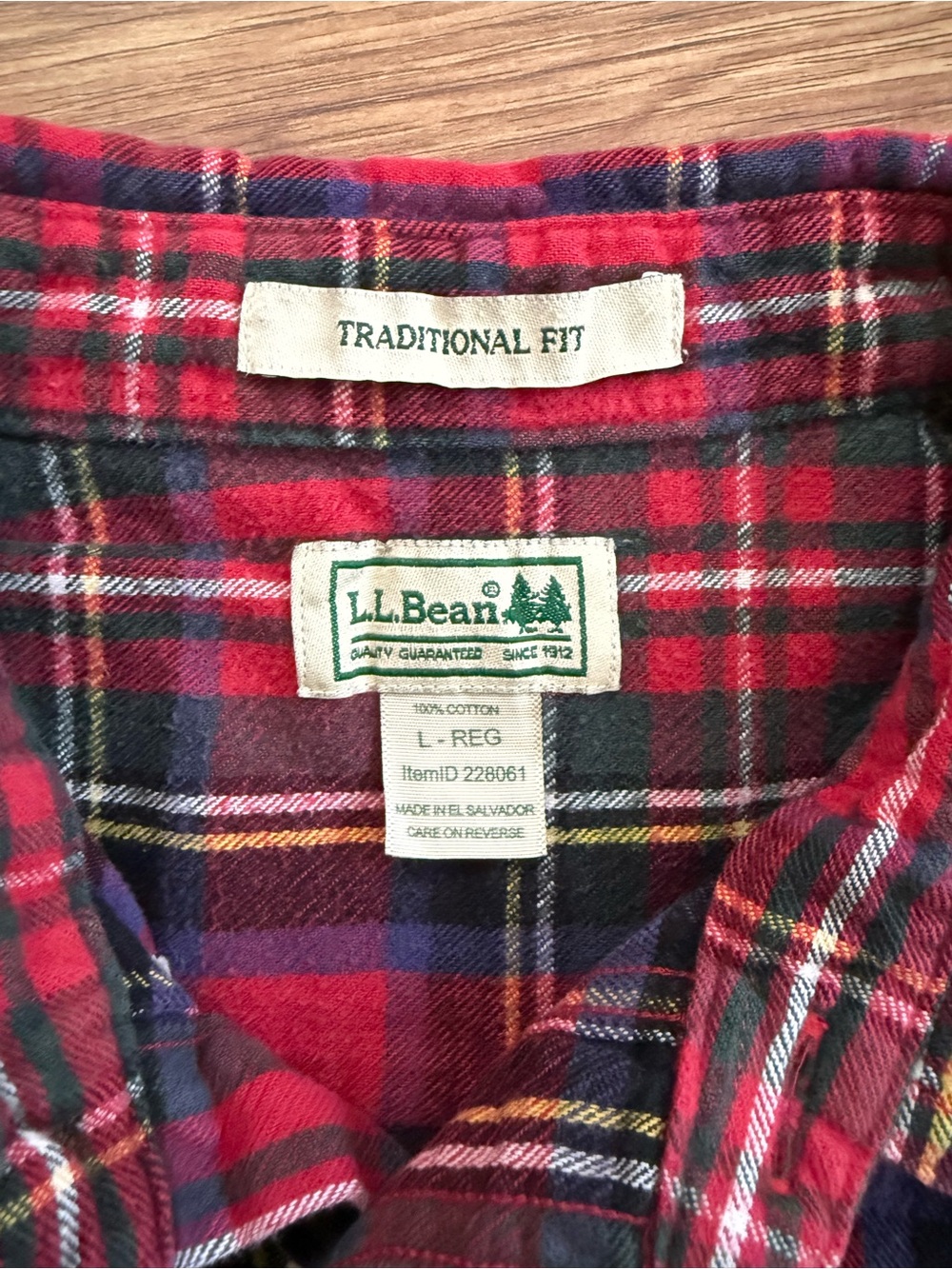 L.L. Bean Red and Green Plaid Button-Down Shirt - Picture 4 of 8